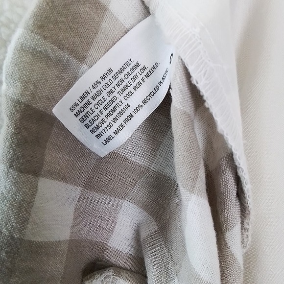 A New Day Linen Blend High Rise Paperbag Shorts Size Small Beige White Gingham - Picture 10 of 10